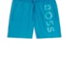 Quick-dry swim shorts with vertical logo print
