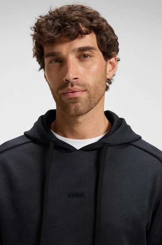 Quilted-jacquard hoodie in a regular fit Quilted-jacquard hoodie in a regular fit