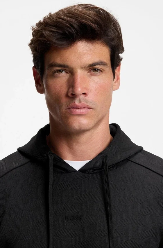 Quilted-jacquard hoodie in a regular fit Quilted-jacquard hoodie in a regular fit