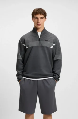 Quilted-jacquard sweatshirt in a relaxed fit