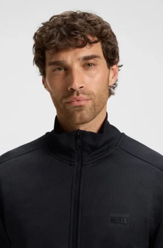 Quilted-jacquard zip-up sweatshirt in a regular fit Quilted-jacquard zip-up sweatshirt in a regular fit