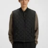 Quilted-satin gilet with water-repellent finish Quilted-satin gilet with water-repellent finish