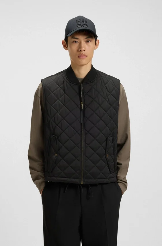 Quilted-satin gilet with water-repellent finish Quilted-satin gilet with water-repellent finish