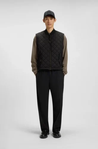 Quilted-satin gilet with water-repellent finish