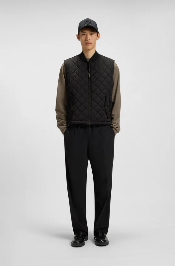 Quilted-satin gilet with water-repellent finish Quilted-satin gilet with water-repellent finish