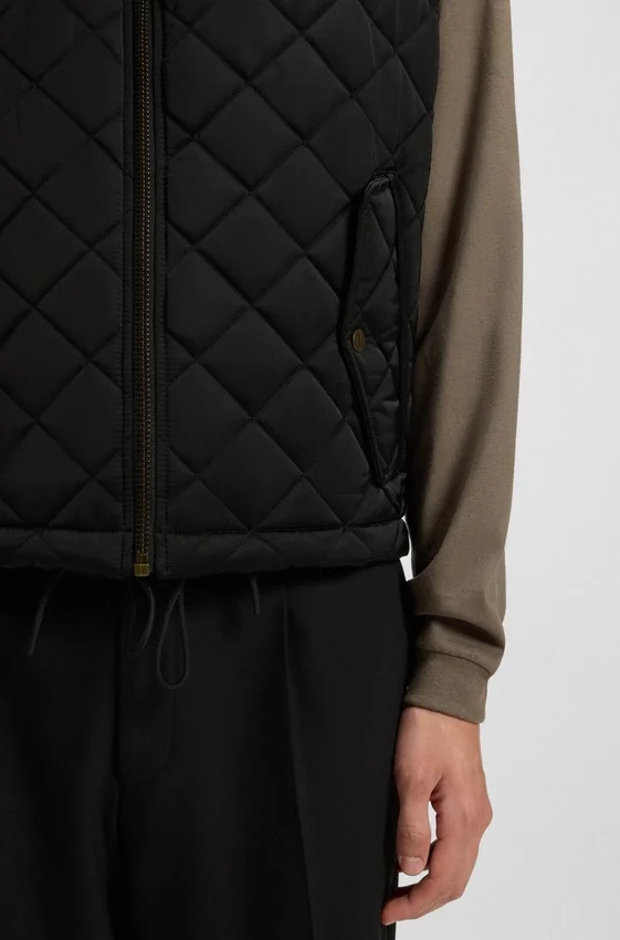 Quilted-satin gilet with water-repellent finish Quilted-satin gilet with water-repellent finish