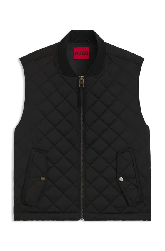 Quilted-satin gilet with water-repellent finish Quilted-satin gilet with water-repellent finish