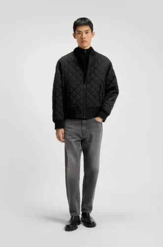 Quilted-satin jacket with water-repellent finish