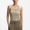Racer-back tank top in stretch cotton