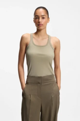 Racer-back tank top in stretch cotton