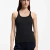 Racer-back tank top in stretch cotton