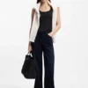 Racer-back tank top in stretch cotton