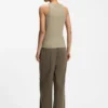 Racer-back tank top in stretch cotton