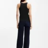Racer-back tank top in stretch cotton