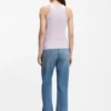 Racer-back tank top in stretch cotton