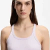 Racer-back tank top in stretch cotton