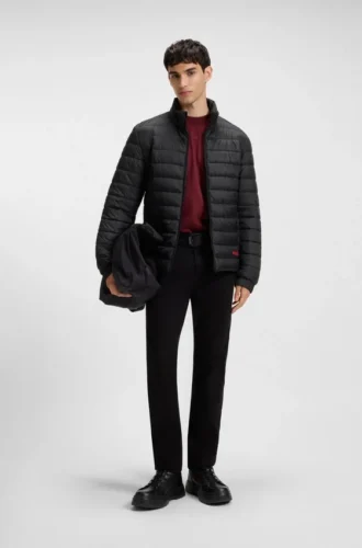 Red-logo jacket with water-repellent finish