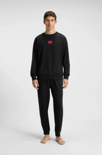 Red-logo pyjamas in stretch cotton