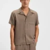 Regular-fit beach shirt in cotton muslin