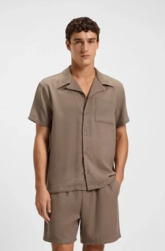 Regular-fit beach shirt in cotton muslin