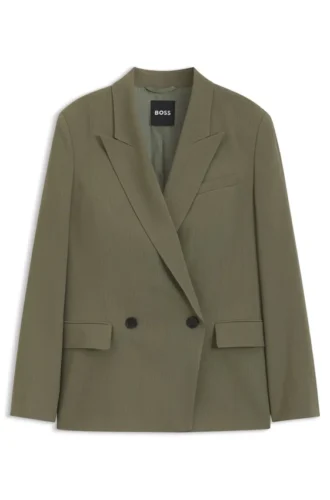 Regular-fit blazer in pinstripe stretch crepe