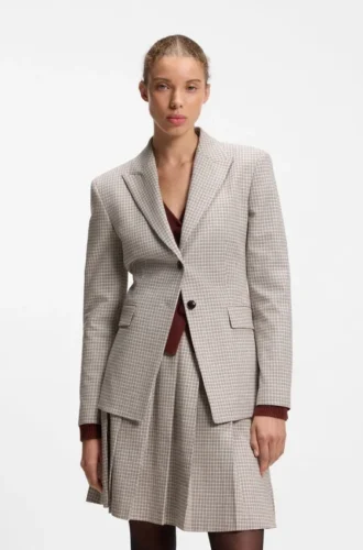Regular-fit blazer with micro check