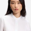 Regular-fit blouse in cotton poplin with concealed placket