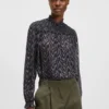 Regular-fit blouse in printed crepe Georgette