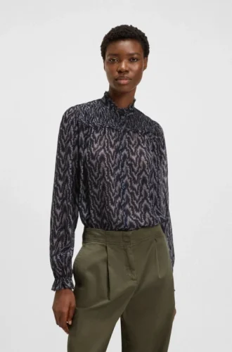 Regular-fit blouse in printed crepe Georgette
