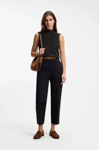 Regular-fit blouse in sandwashed silk with tie neck