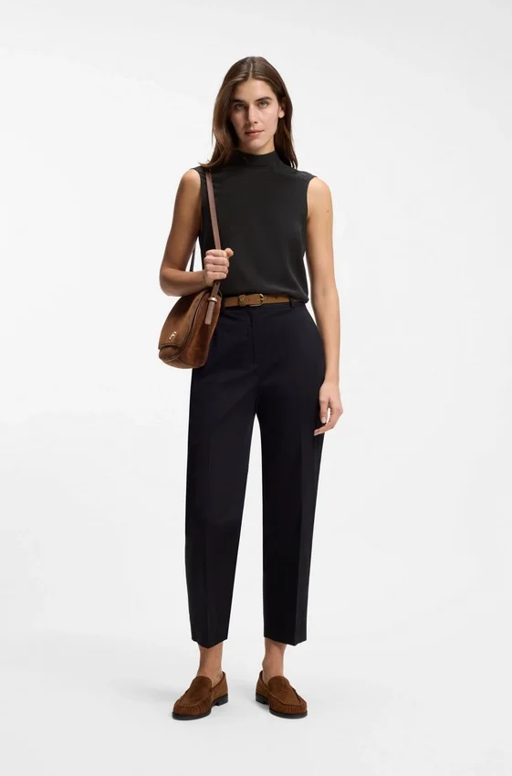 Regular-fit blouse in sandwashed silk with tie neck Regular-fit blouse in sandwashed silk with tie neck