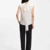 Regular-fit blouse in sandwashed silk with tie neck Regular-fit blouse in sandwashed silk with tie neck