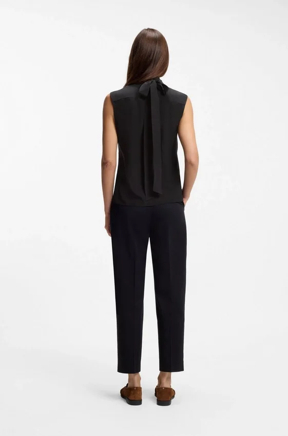 Regular-fit blouse in sandwashed silk with tie neck Regular-fit blouse in sandwashed silk with tie neck