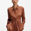 Regular-fit blouse in soft, lustrous fabric