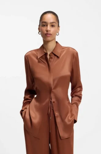 Regular-fit blouse in soft, lustrous fabric