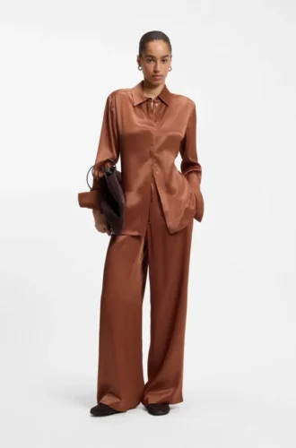 Regular-fit blouse in soft, lustrous fabric