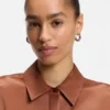 Regular-fit blouse in soft, lustrous fabric