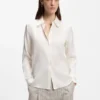 Regular-fit blouse in stretch silk