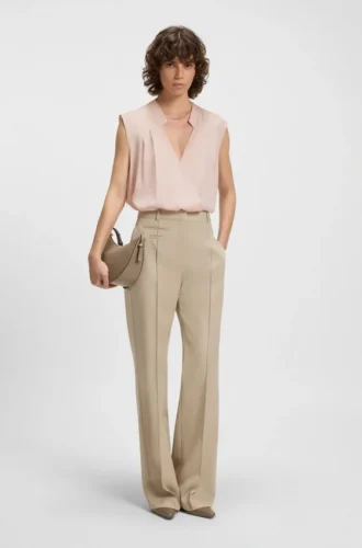 Regular-fit blouse in stretch silk