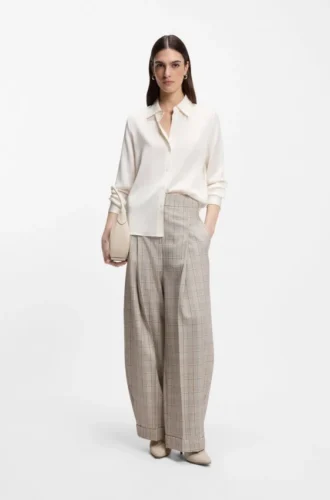 Regular-fit blouse in stretch silk