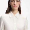 Regular-fit blouse in stretch silk