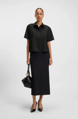 Regular-fit blouse in virgin wool