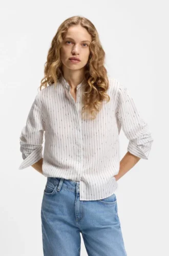 Regular-fit blouse with broken stripe