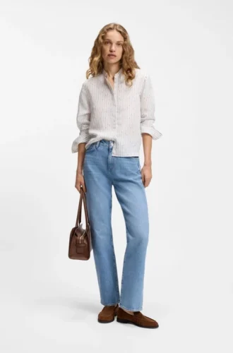 Regular-fit blouse with broken stripe