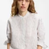 Regular-fit blouse with broken stripe
