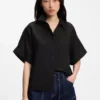 Regular-fit blouse with rolled cuffs