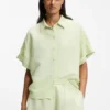Regular-fit blouse with rolled cuffs