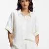 Regular-fit blouse with rolled cuffs