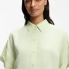 Regular-fit blouse with rolled cuffs