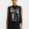Regular-fit blouse with sequin embellishments